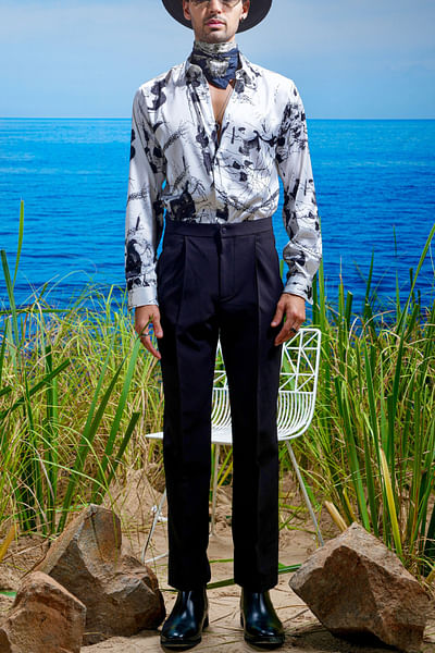 multicolour habutai silk shirt