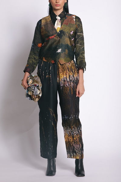 Multicolour handblock printed waistcoat