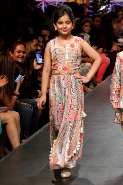 Multicolour ikat and artsy print sharara set