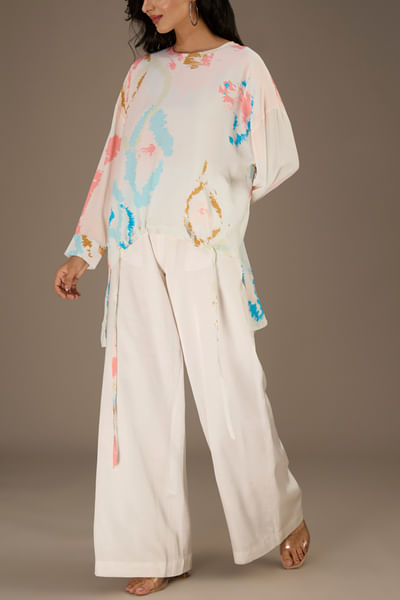 Multicolour ikat splash printed tunic