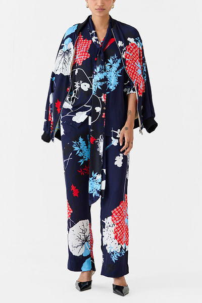 Multicolour ikigai print bomber jacket