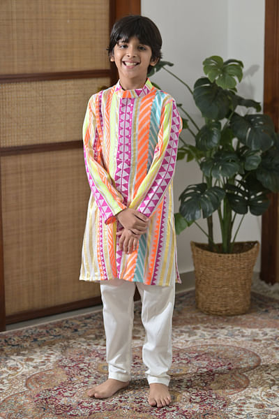 Multicolour jacquard kurta set