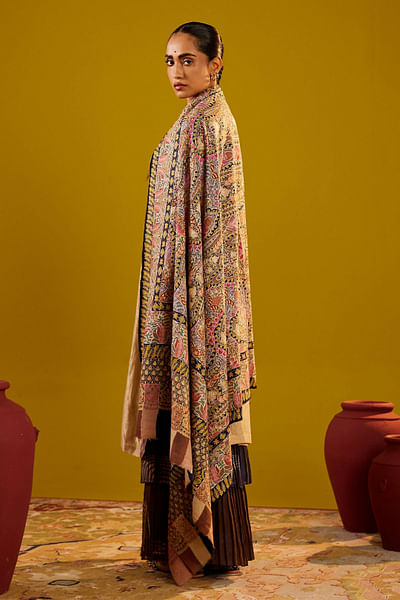 Multicolour kalamkari hand-painted shawl