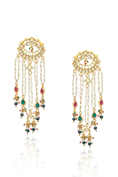 Multicolour kundan embellished chandbalis