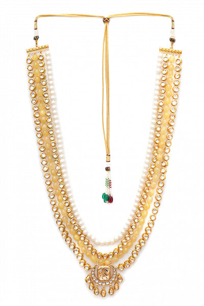 Multicolour kundan embellished layer necklace