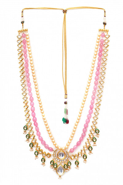 Multicolour kundan layered necklace