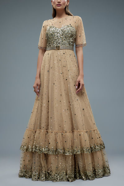 Multicolour layered gown