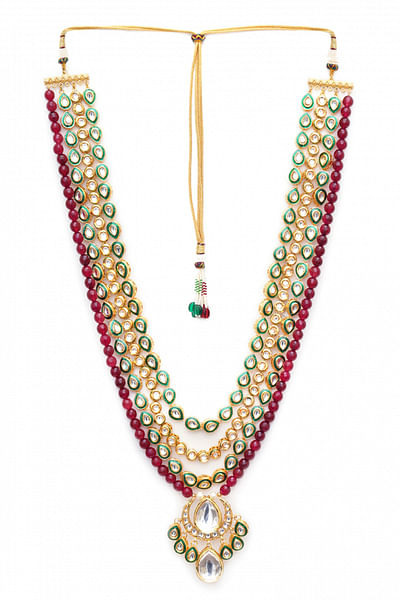 Multicolour layered kundan necklace