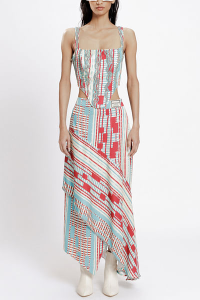 Multicolour Mumbai railway print corset