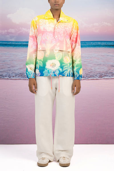 Multicolour ombre floral print sweatshirt