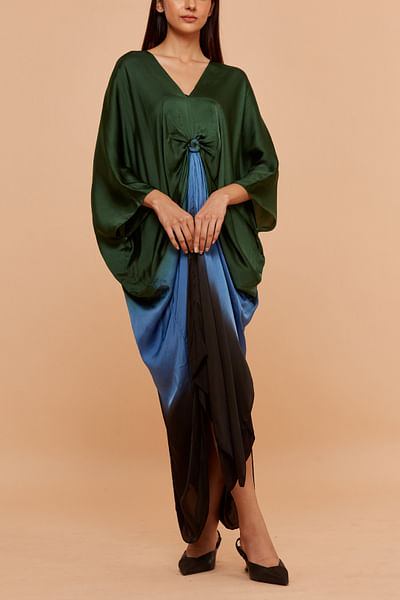 Multicolour ombre knotted kaftan