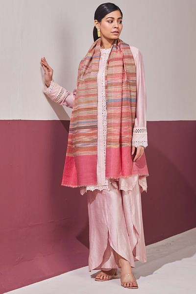 Multicolour pashmina checkered stole
