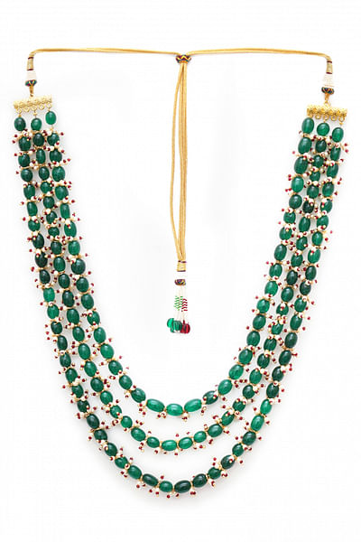 Multicolour pearl and bead layered necklace