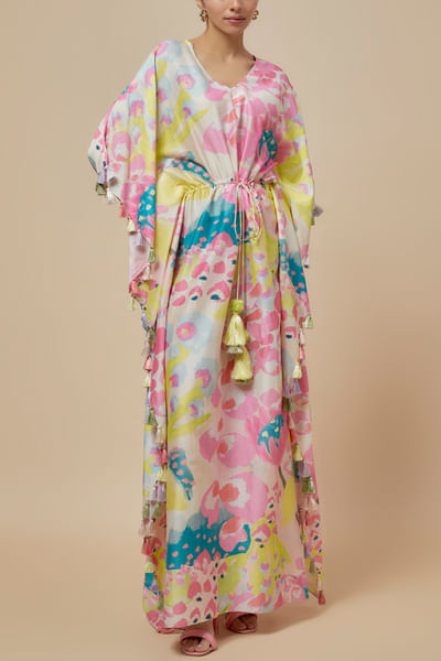 Multicolour petal printed kaftan