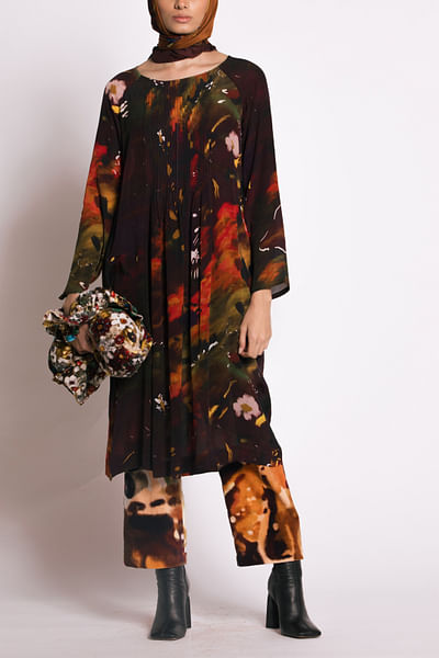 Multicolour pintucked dress
