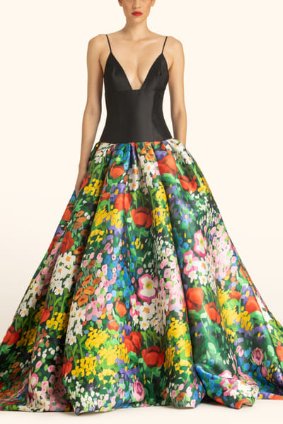 Multicolour printed gown