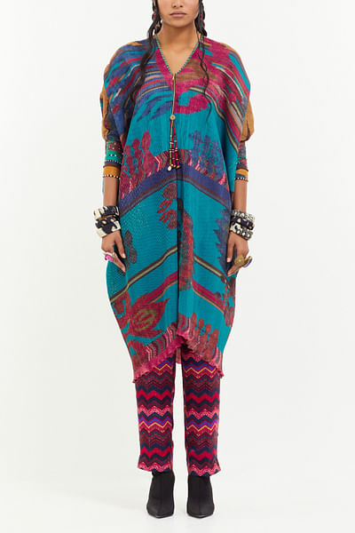 Multicolour printed kaftan tunic
