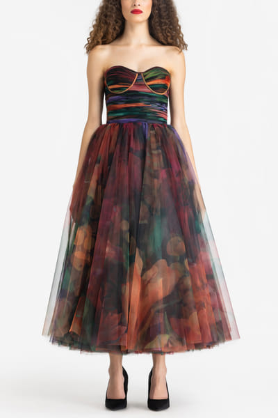 Multicolour printed midi dress