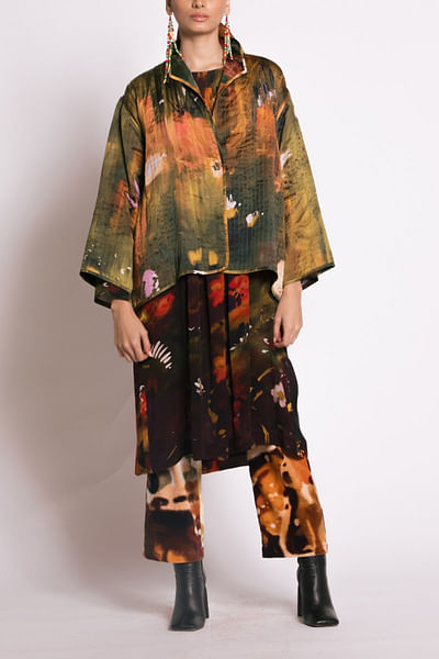 Multicolour printed reversible jacket