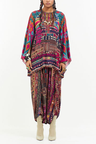 Multicolour printed shirt kurta set
