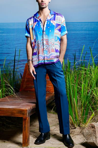 Multicolour printed silk shirt