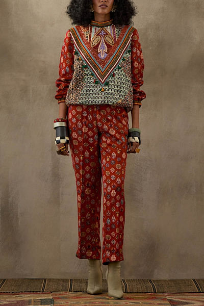 Multicolour printed sweatshirt and pant
