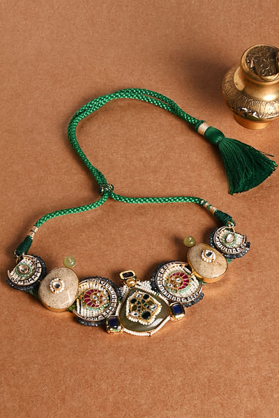 Multicolour semi-precious stone necklace
