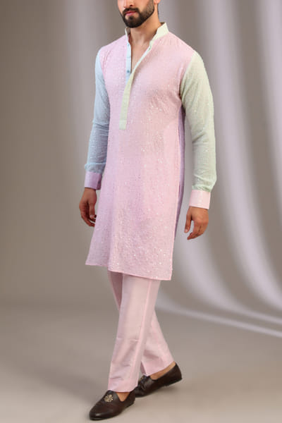 Multicolour sequin embroidery kurta set