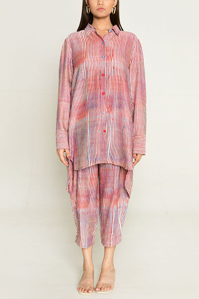 Multicolour stripe block printed shirt