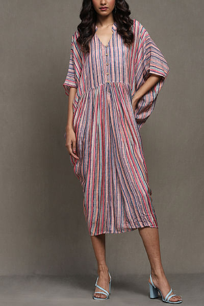 Multicolour striped kaftan dress