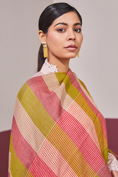 Multicolour striped pashmina stole