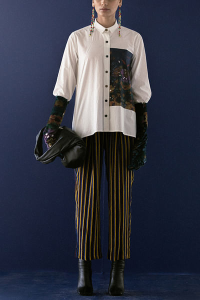 Multicolour striped printed pants