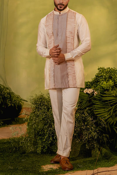 Multicolour striped short kurta set
