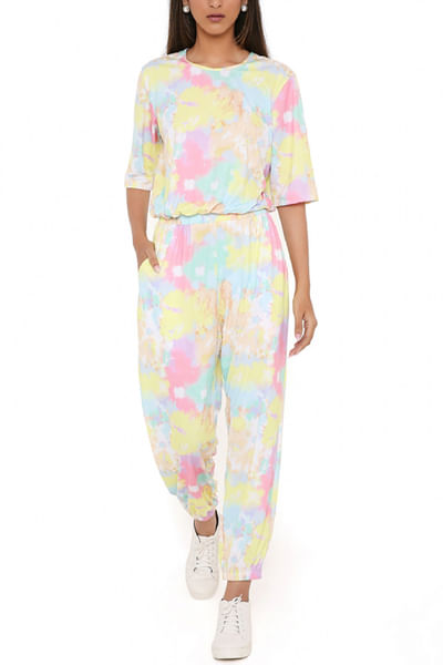 Multicolour tie-dyed co-ords