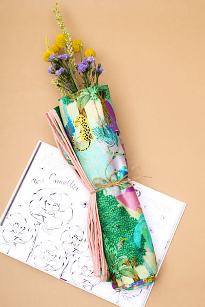 Multicolour tree and animal printed scarf