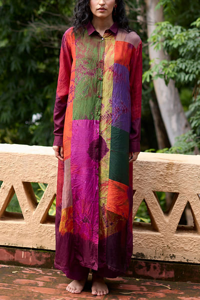 Multicolour tye-dye technique tunic set