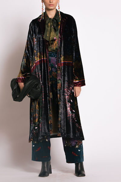 Multicolour velvet printed jacket