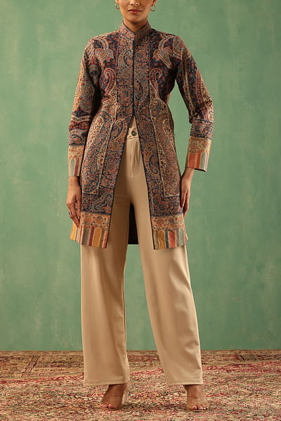 Multicolour wool silk paisley jacket