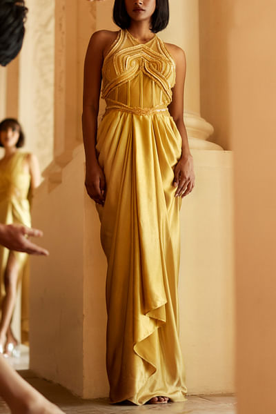 Mustard drape gown