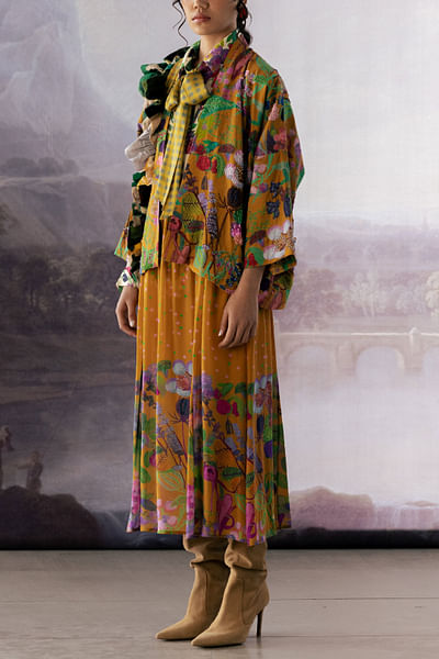 Mustard kitchen garden print jacket