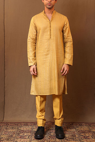 Mustard striped kurta