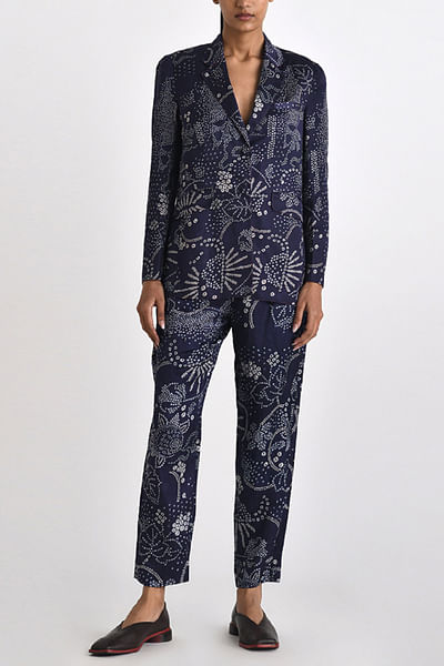 Navy bandhani printed pants