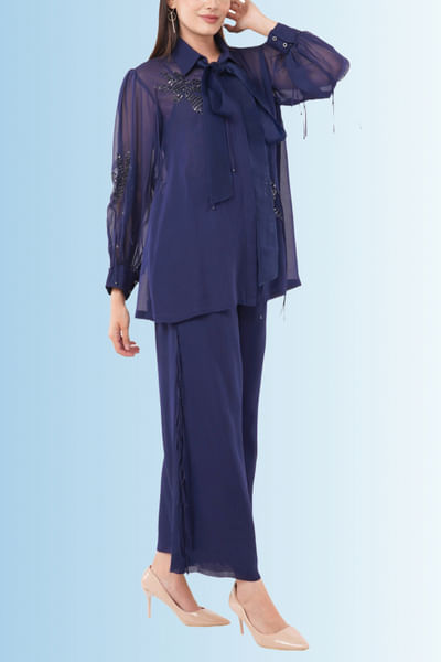 Navy blue embellished co-ords
