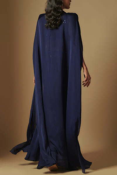 Asaga Navy blue embroidered cape set ASANOV24D204