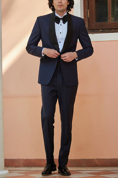 Navy blue tuxedo set