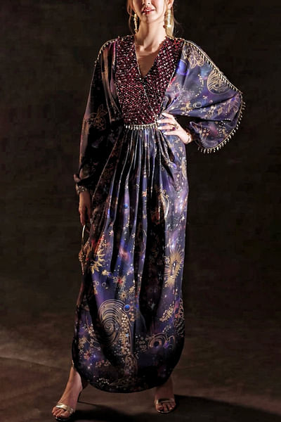 Navy constellation print kaftan