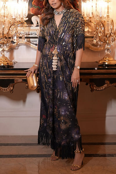 Navy constellation printed kaftan