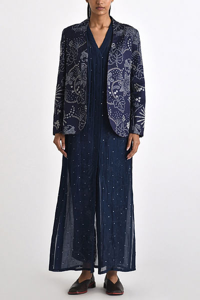 Navy floral bandhani printed jackets