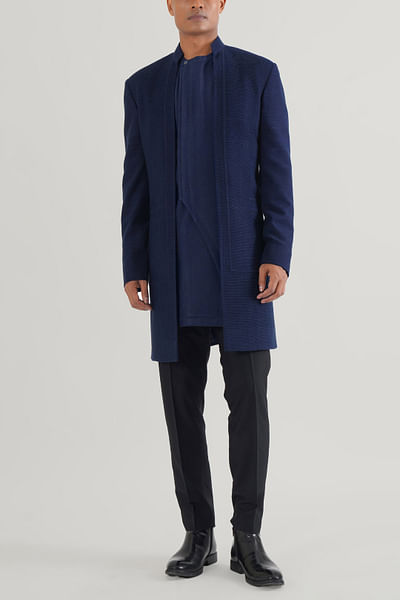 Navy pin tuck sherwani