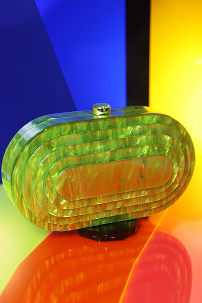 Neon green 3D marbel clutch